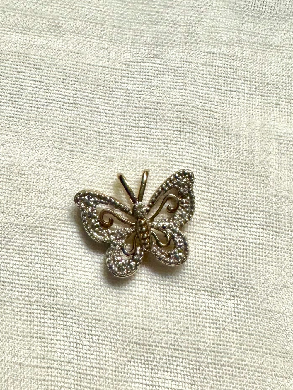 Estate Gold washed 925 silver Butterfly Crystal Jewelry Gold Pendant stamped
